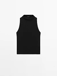 Metallic-effect halterneck top