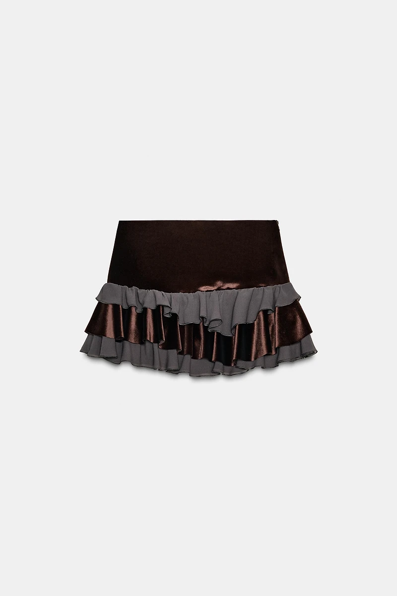 COMBINATION RUFFLE MINI SKIRT