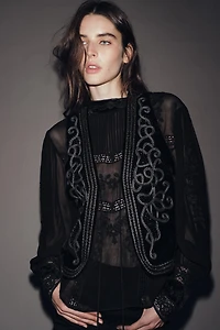 ZW COLLECTION EMBROIDERED VELVET VEST