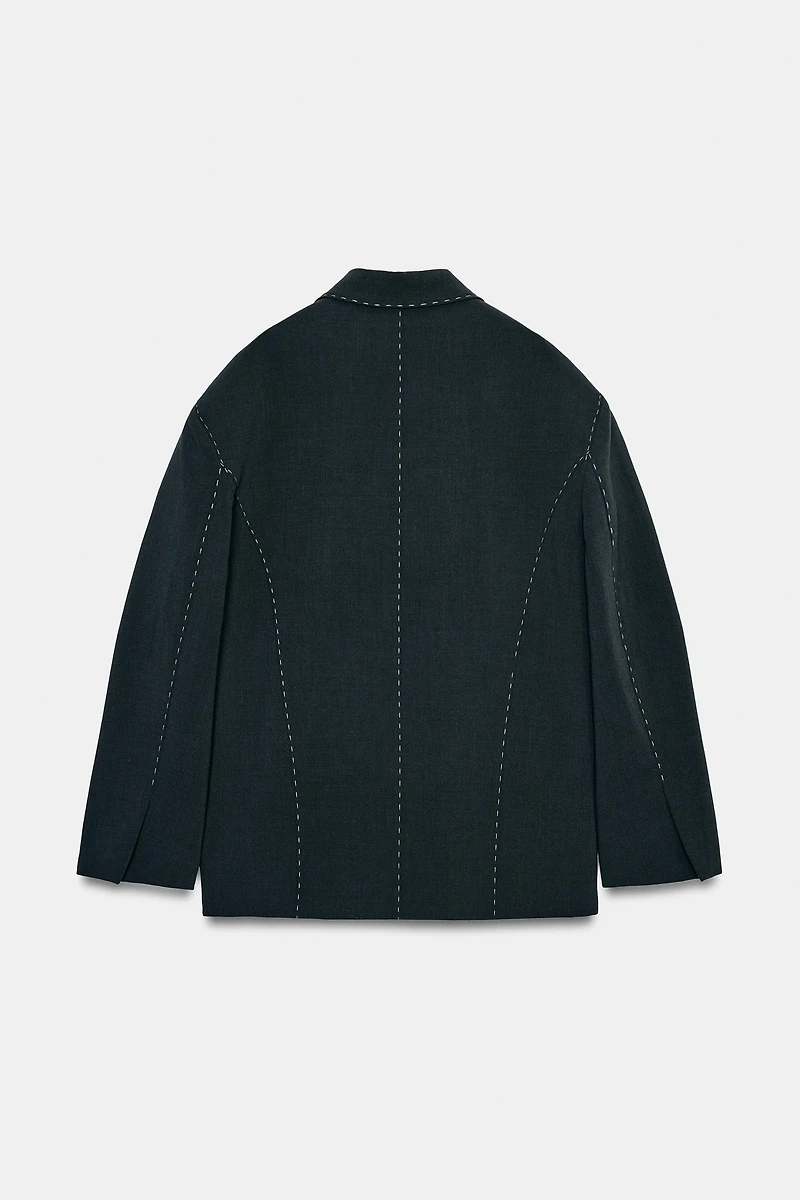 OVERSIZED BLAZER WITH CONTRAST STITCHING