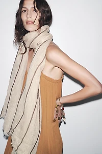 100% STRIPED LINEN SCARF