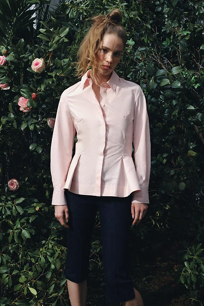 ZW COLLECTION PEPLUM POPLIN SHIRT