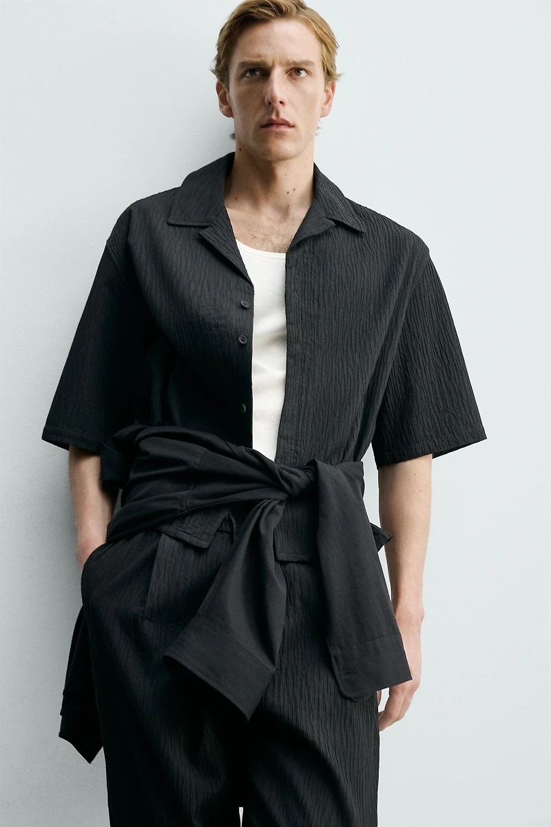 RELAXED FIT PLAID JACQUARD SHIRT