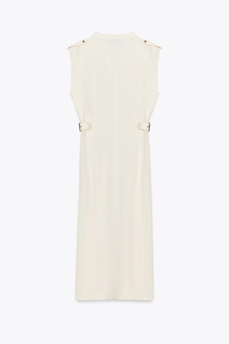 LINEN MIDI DRESS WITH BELT LOOPS