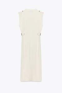LINEN MIDI DRESS WITH BELT LOOPS