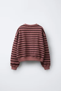 STRIPED TEXT SWEATSHIRT