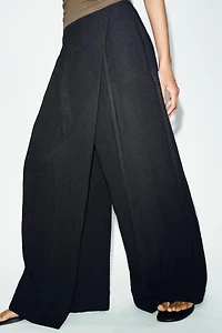 WRAP FRONT WIDE LEG PANTS
