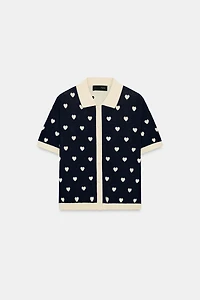 HEART KNIT POLO SHIRT