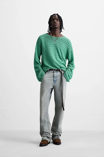 OPEN KNIT TEXTURED SWEATER