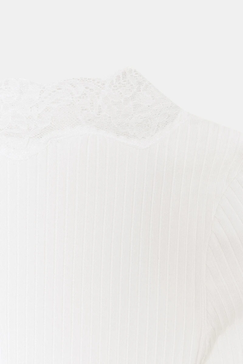 LACE RIBBED T-SHIRT