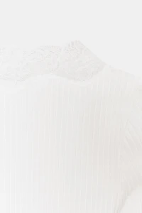 LACE RIBBED T-SHIRT