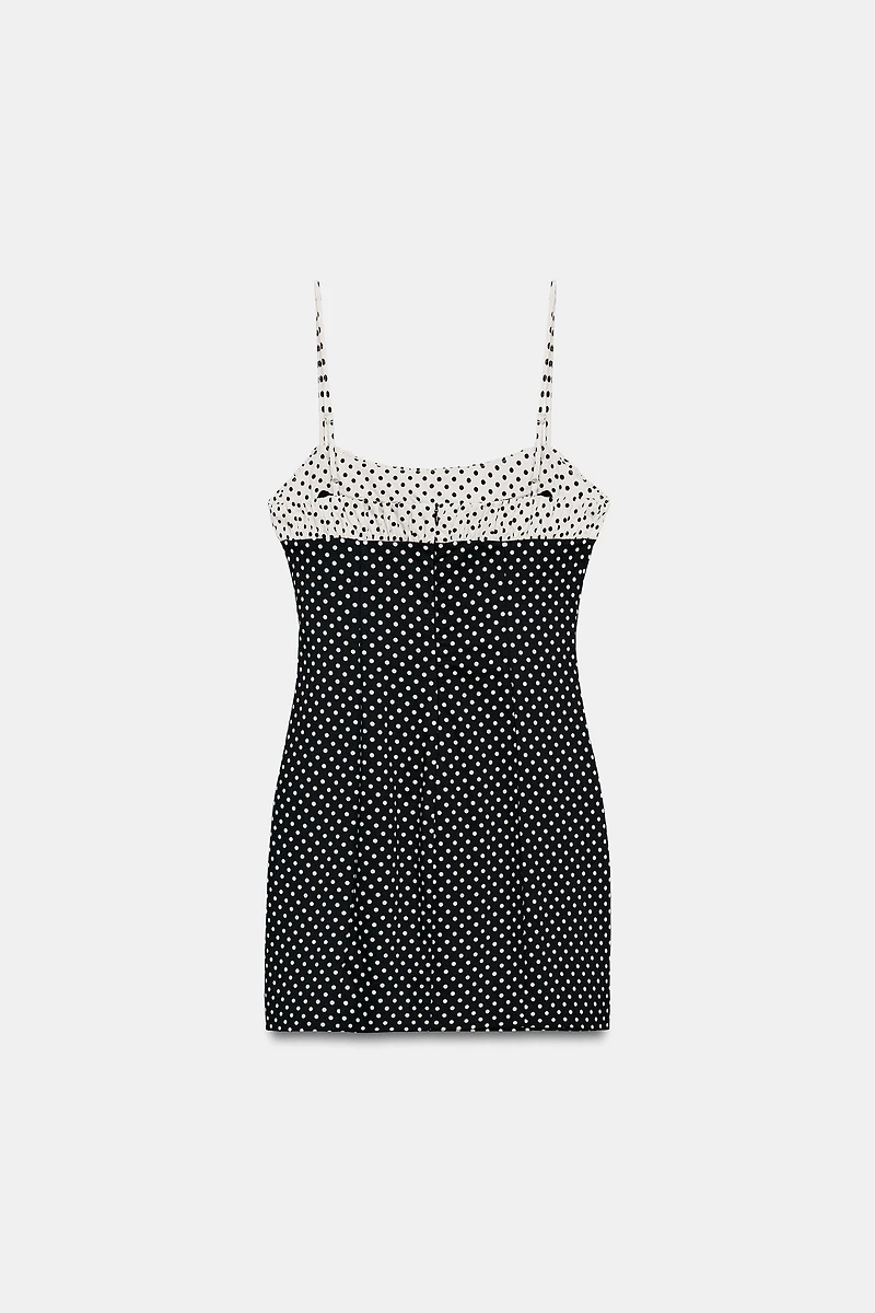 COMBINATION POLKA DOT MINI DRESS