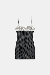 COMBINATION POLKA DOT MINI DRESS