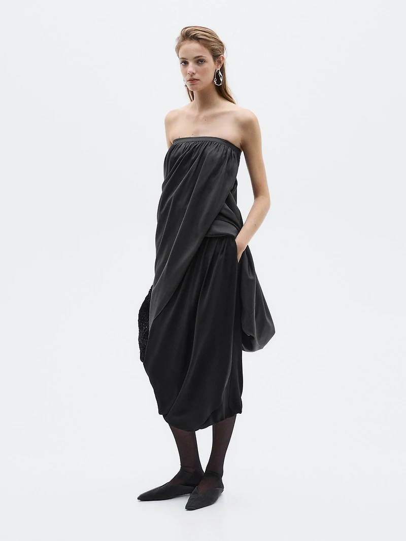 Draped crepe midi skirt - LIMITED