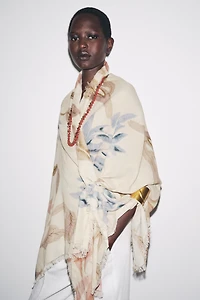 PEONY PRINT COTTON SCARF