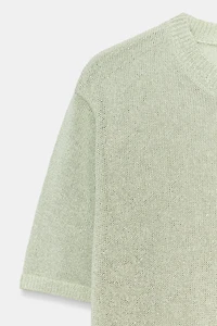 SHORT SLEEVE KNIT TOP