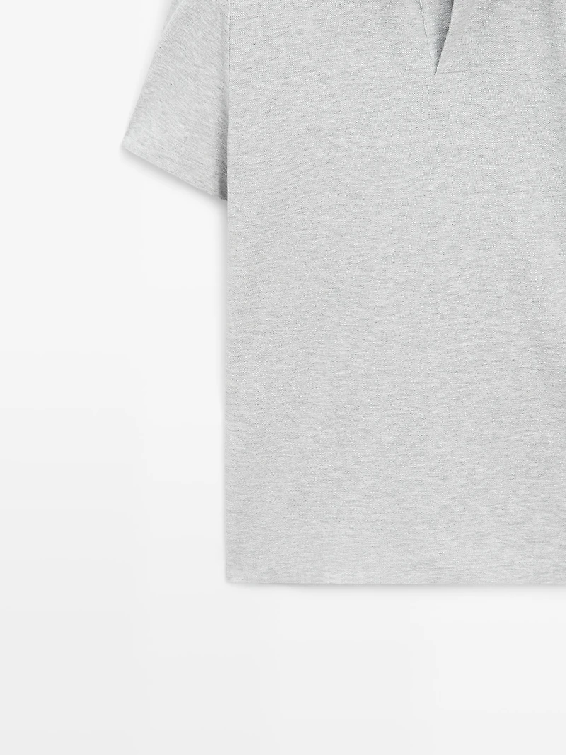 Short sleeve melange polo shirt