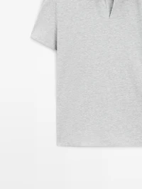 Short sleeve melange polo shirt