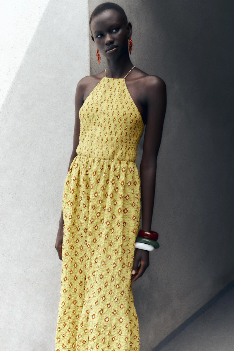 PRINTED MIDI DRESS
