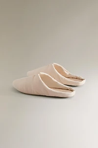 MULE SLIPPERS WITH LEATHER SOLE