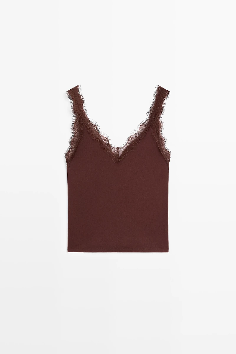 Strappy lace-trim top