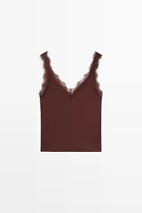 Strappy lace-trim top