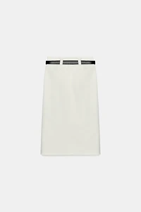 BELTED PENCIL MIDI SKIRT