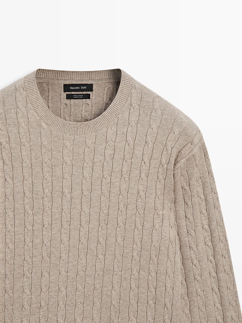 100% cotton cable-knit sweater