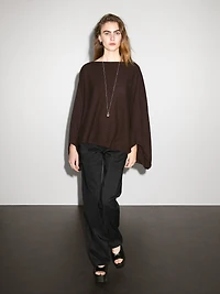 100% cashmere short knit cape