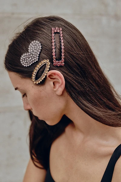 3-PACK OF SPARKLY HEART HAIR CLIPS