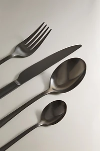 4-PIECE BLACK STEEL FLATWARE SET
