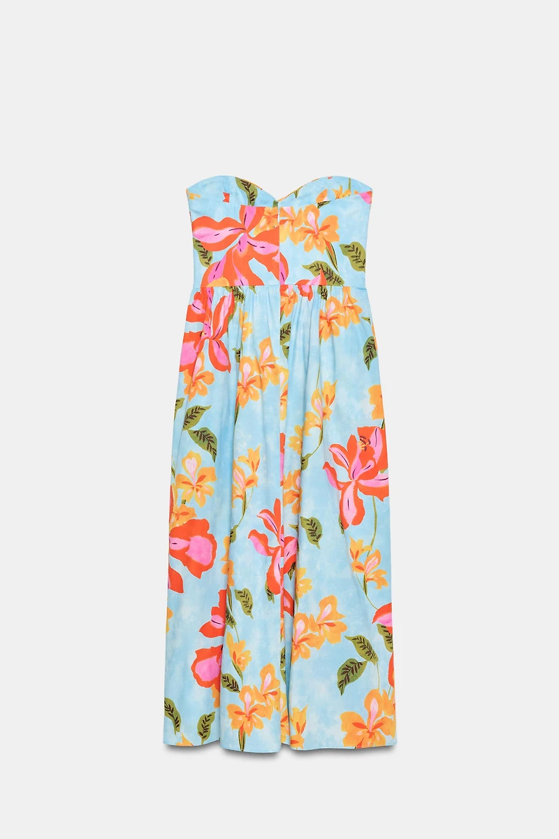 FLORAL POPLIN MIDI DRESS