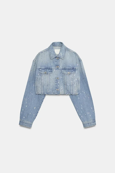 VESTE COURTE EN DENIM TRF STRASS