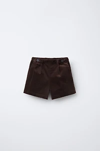 VELVET PLEATED SHORTS