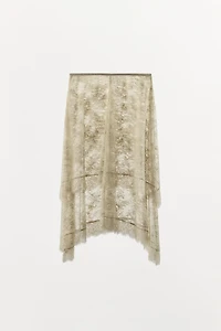 ASYMMETRIC LACE MIDI SKIRT