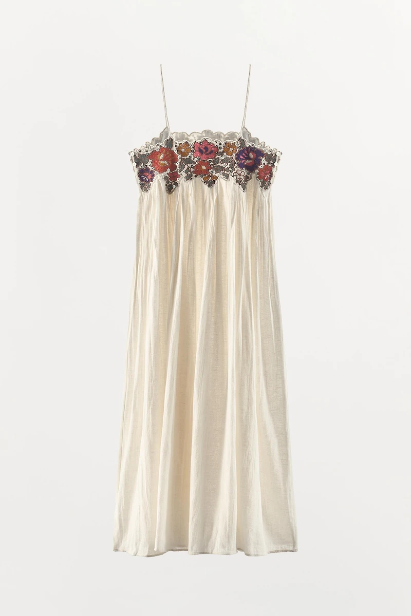 SEQUIN EMBROIDERED STRAP DRESS