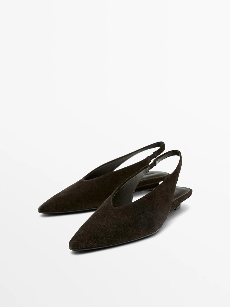 Split suede leather slingback shoes
