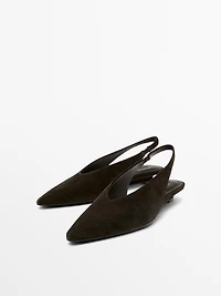 Split suede leather slingback shoes