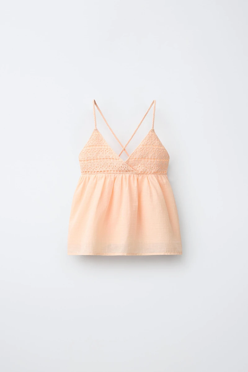COMBINED CROCHET FLOWY TOP