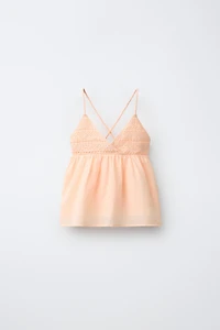 COMBINED CROCHET FLOWY TOP