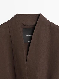 Veste façon kimono à nouer avec du lin