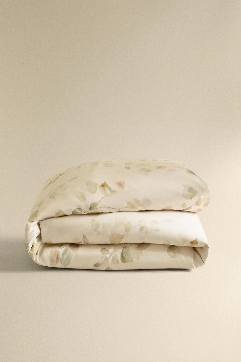 SATEEN DUVET COVER WITH LEAF PRINT