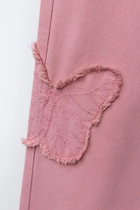 EMBROIDERED BUTTERFLY WIDE LEG JEANS