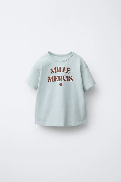 WASHED EFFECT TEXT T-SHIRT