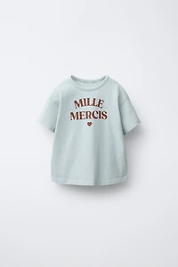 WASHED EFFECT TEXT T-SHIRT