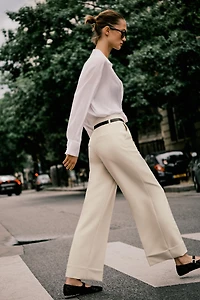 BELTED CUFFED HEM PANTS