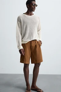 RELAXED FIT PLEATED BERMUDA SHORTS