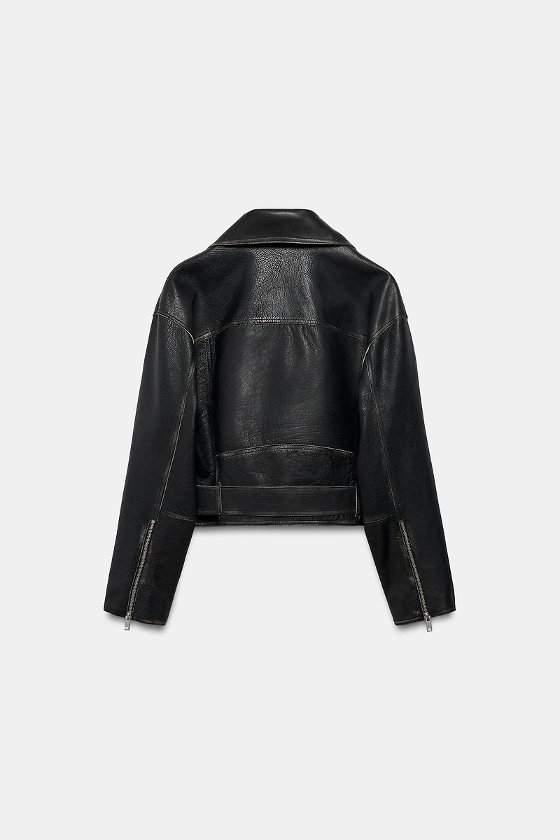 BLOUSON DE MOTARD EN CUIR ZW COLLECTION ÉDITION LIMITÉE
