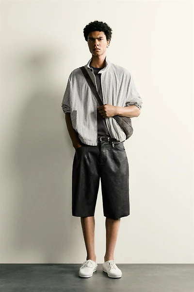 FAUX LEATHER RELAXED FIT SHORTS