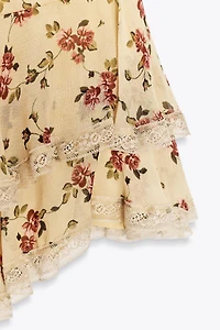 FLORAL RUFFLE MINI SKIRT